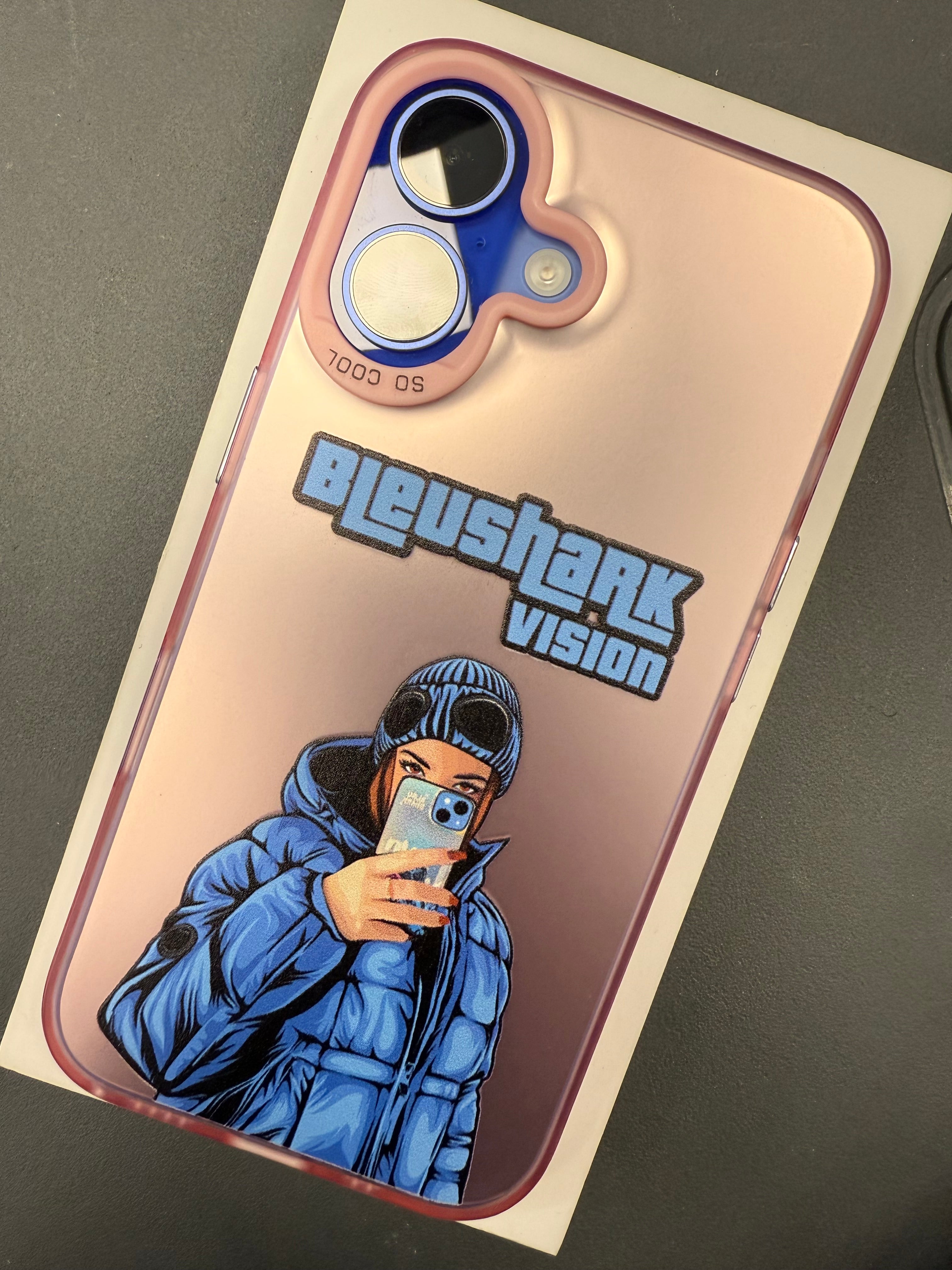 Coque bleushark vision rose/bleu