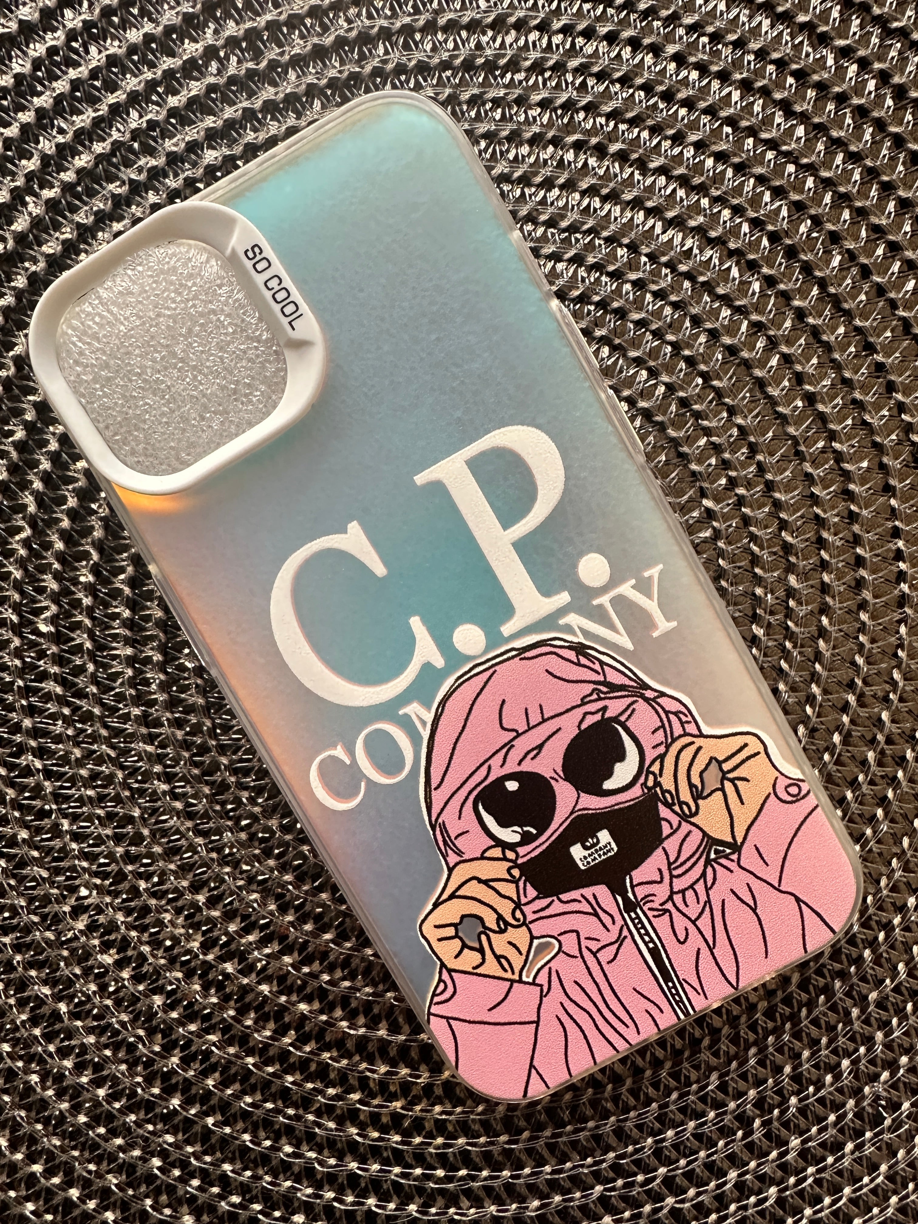 Coque bonhomme rose/ multicolore