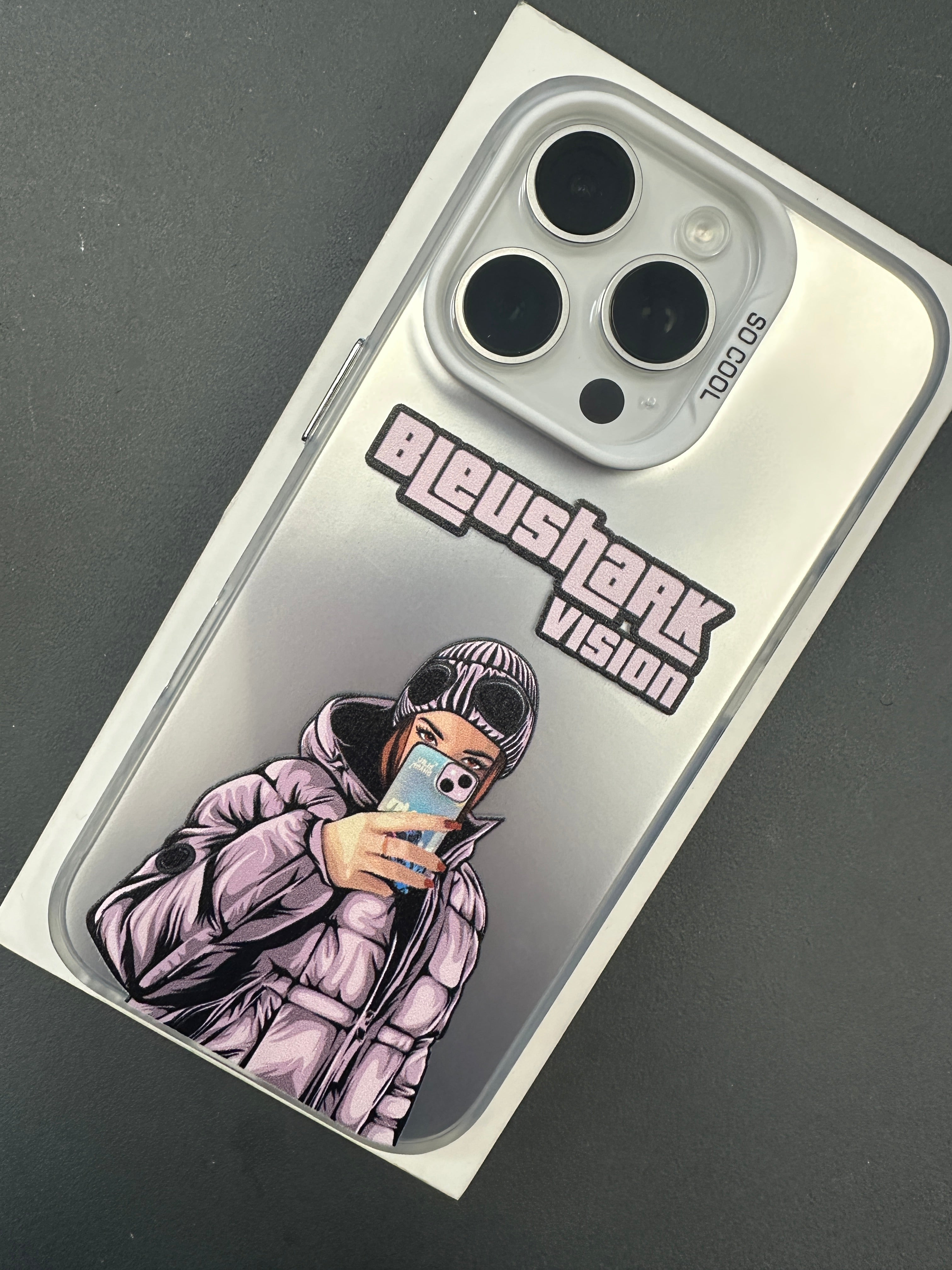 Coque bleushark vision gris/rose