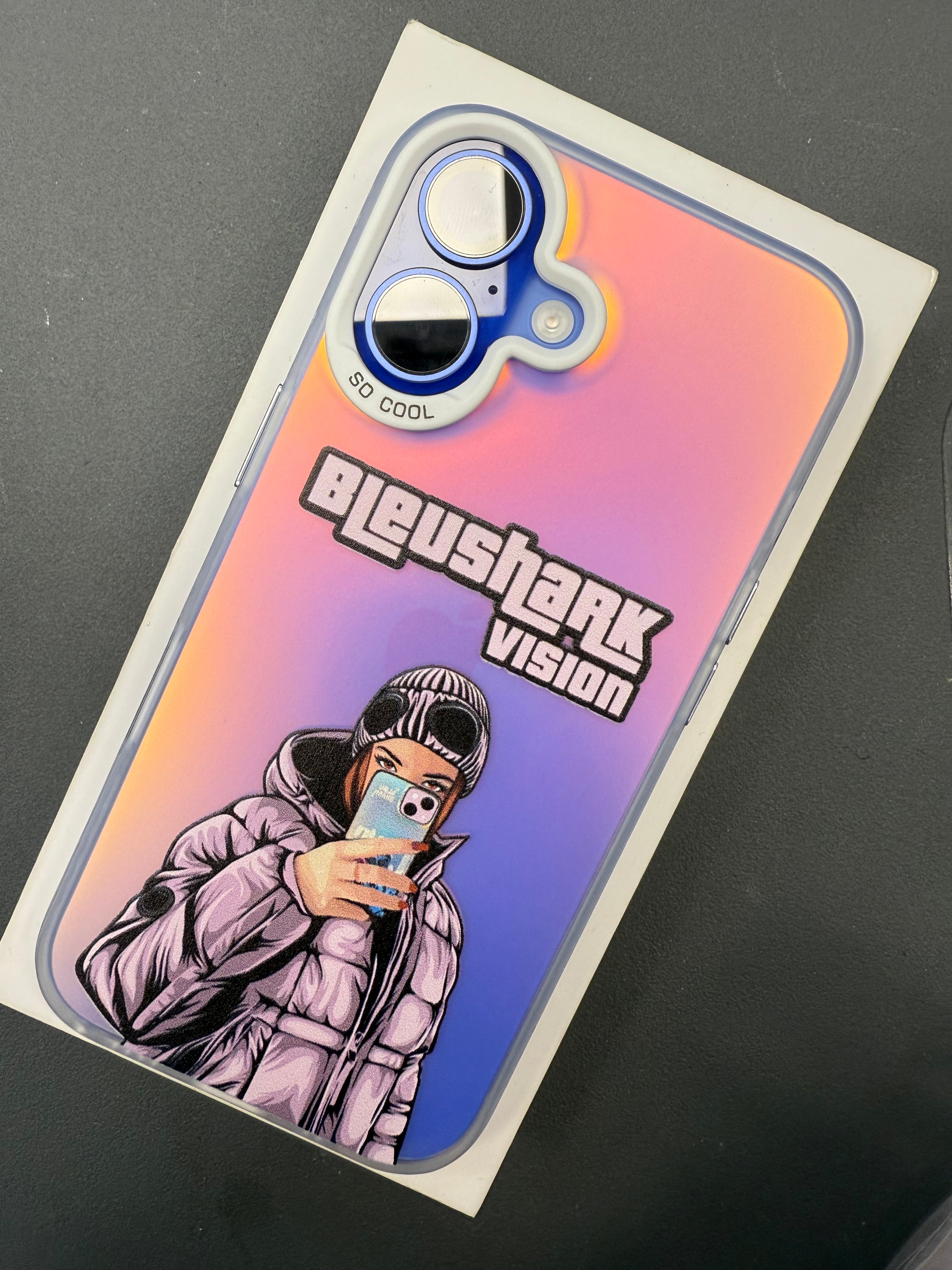 Coque bleushark vision multicolore/rose