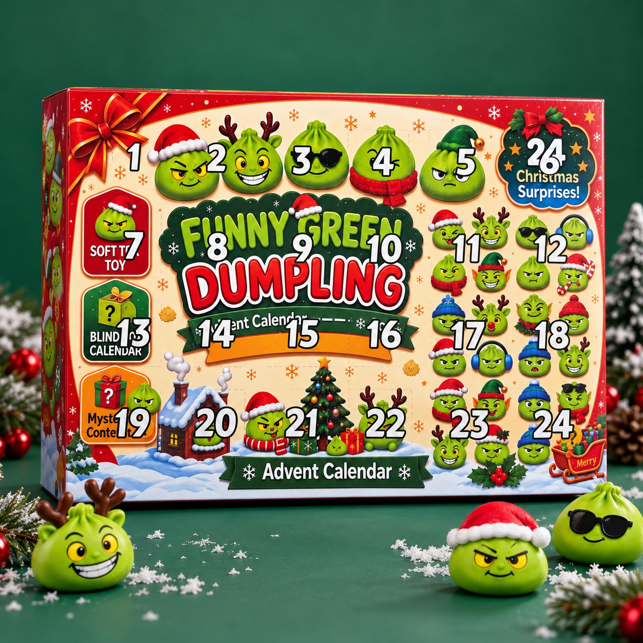 Calendrier de l'Avent squishy Funny Green Dumpling